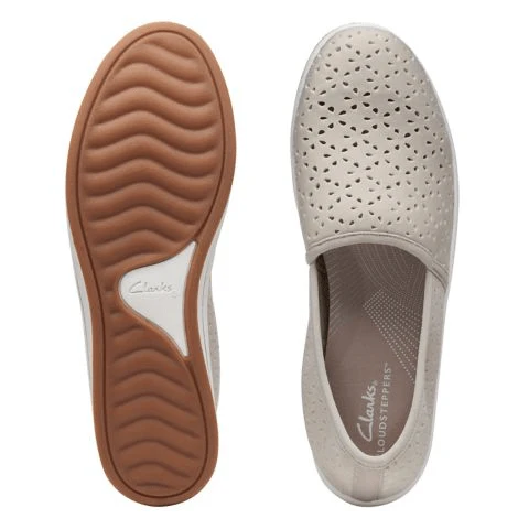 Clarks Women's Breeze Emily Slip Ons- Light Taupe - Image 7