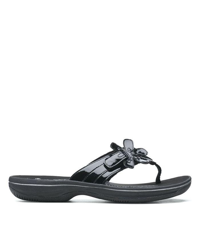 Clarks Women's Brinkley Flora Flips- Black Patent