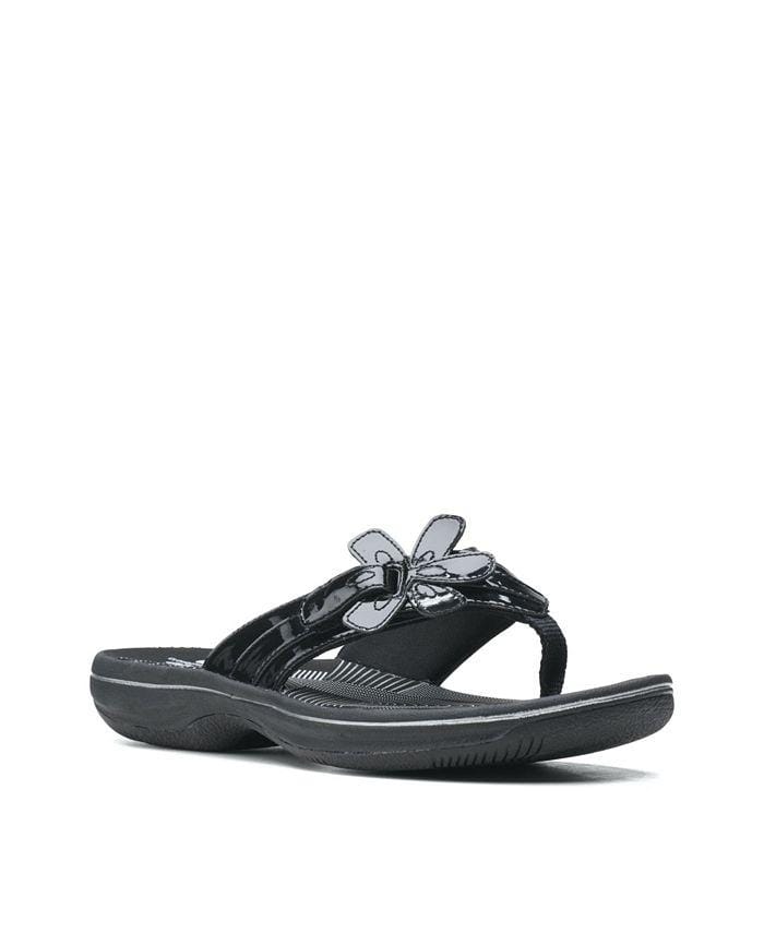 Clarks Women's Brinkley Flora Flips- Black Patent - Image 2