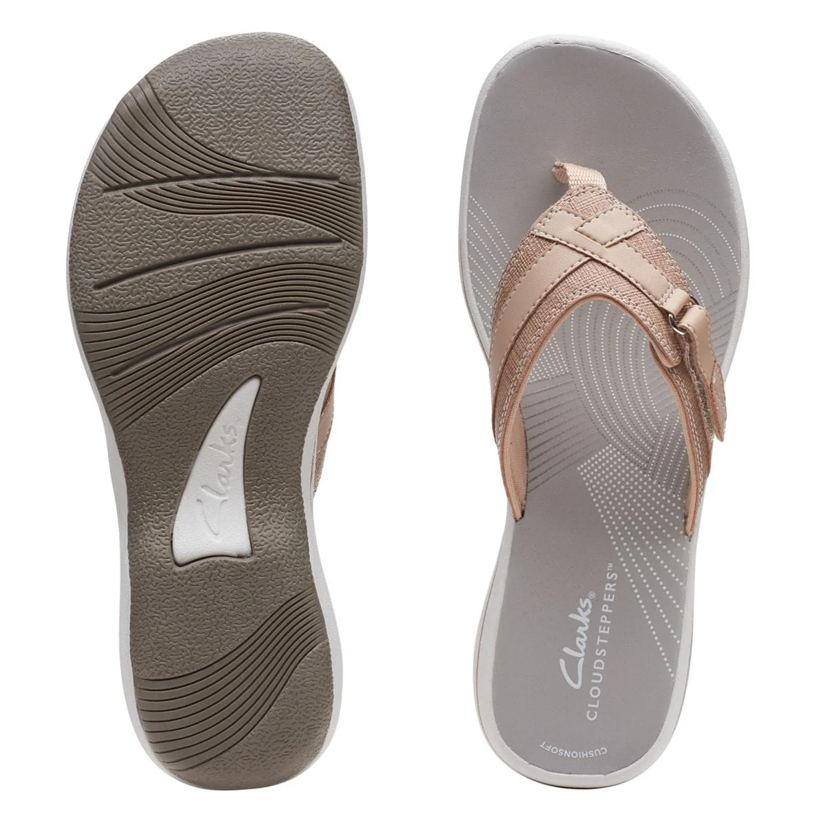Clarks Women's Breeze Sea Flips- Taupe Metallic - Image 6