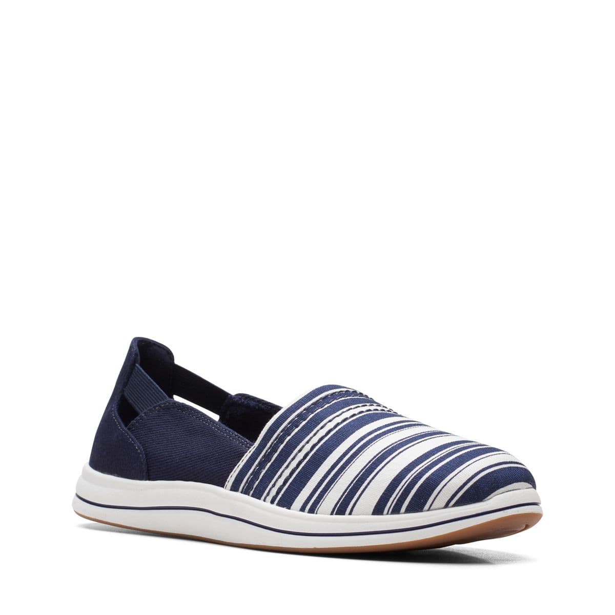 Clarks Women's Breeze Step Slip Ons- Navy/ White - Image 2