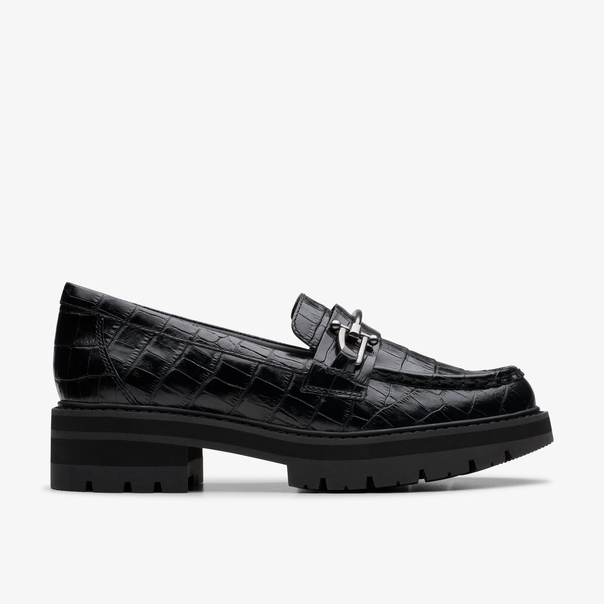 Clarks Women's Orianna Bit Loafers- Black Crocodile