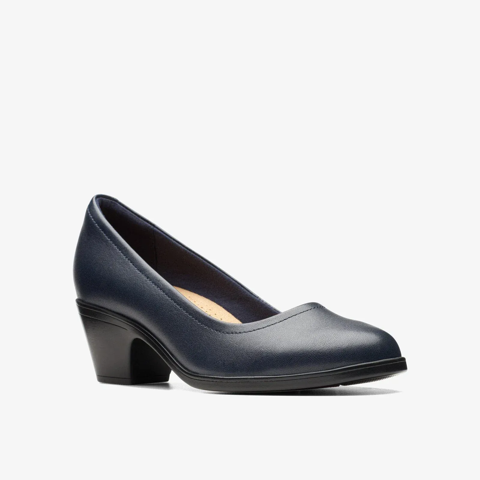 Clarks Women's Emily 2 Ruby Pumps- Navy Leather - Image 3