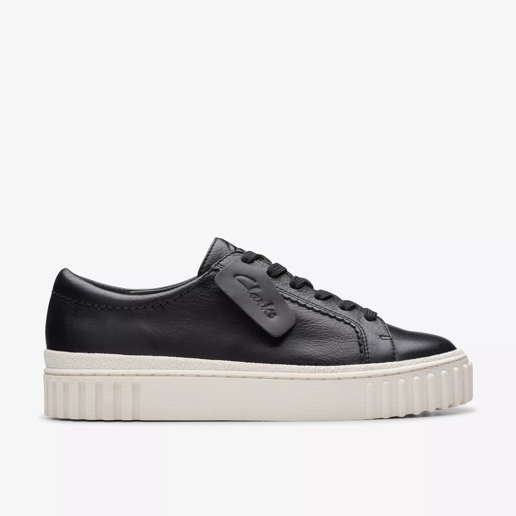 Clarks Women's Mayhill Walk Shoes- Black Leather