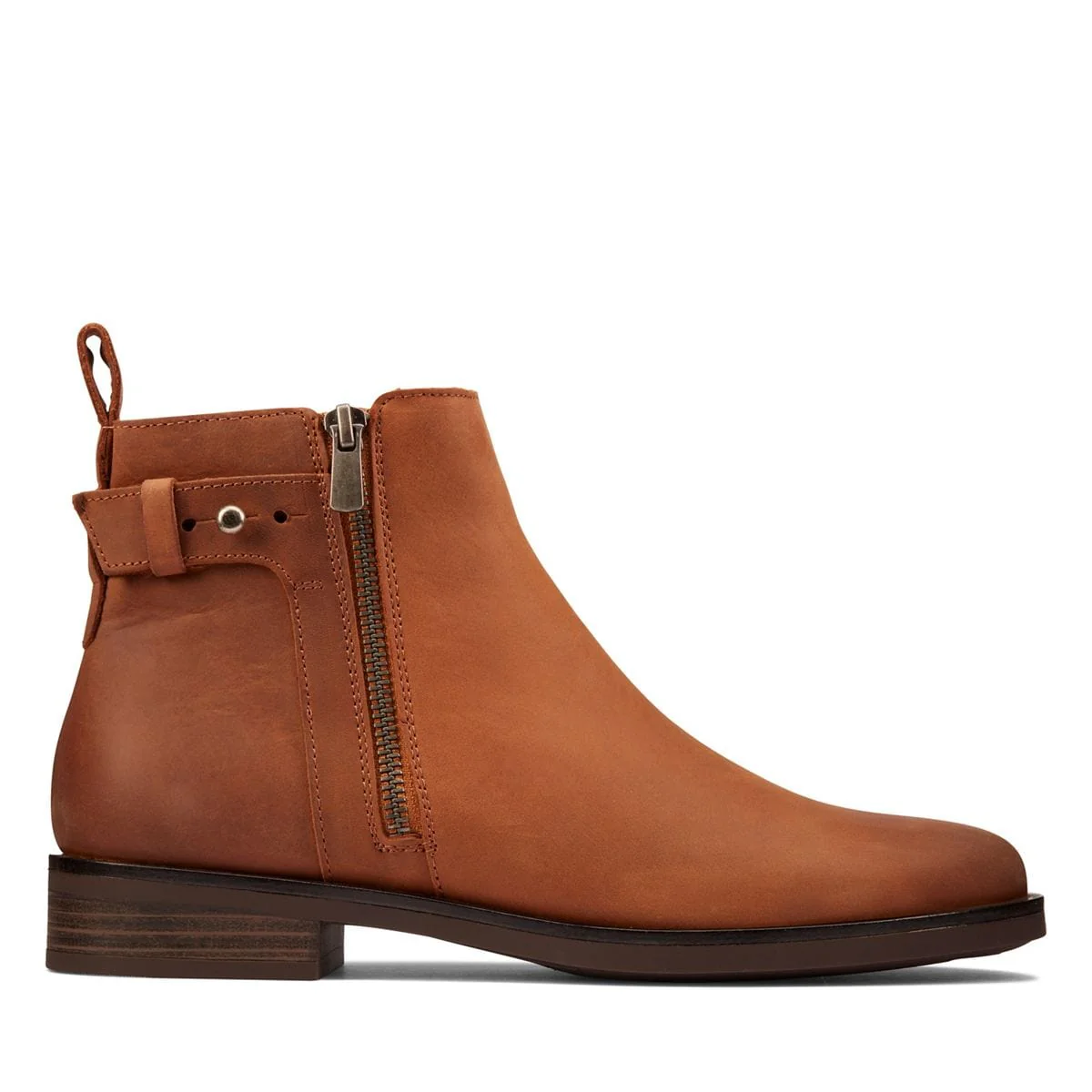 Clarks Women's Memi Lo Ankle Boots- Dark Tan Leather