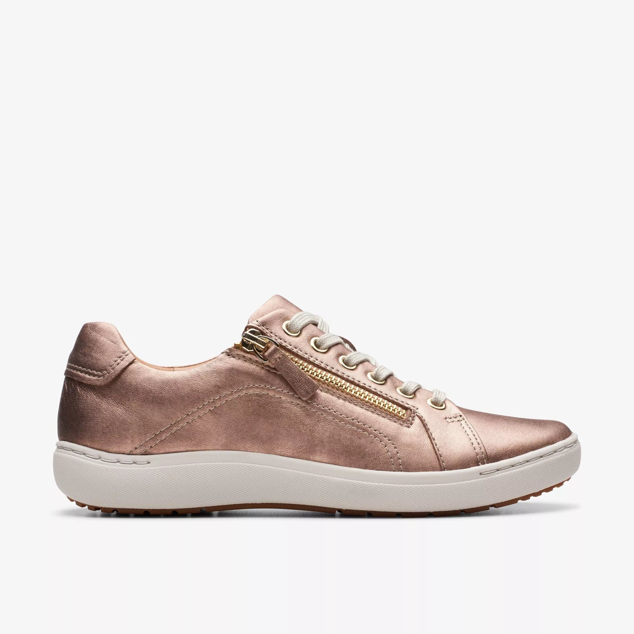 Clarks Women's Nalle Lace Sneakers-Rose Gold Leather