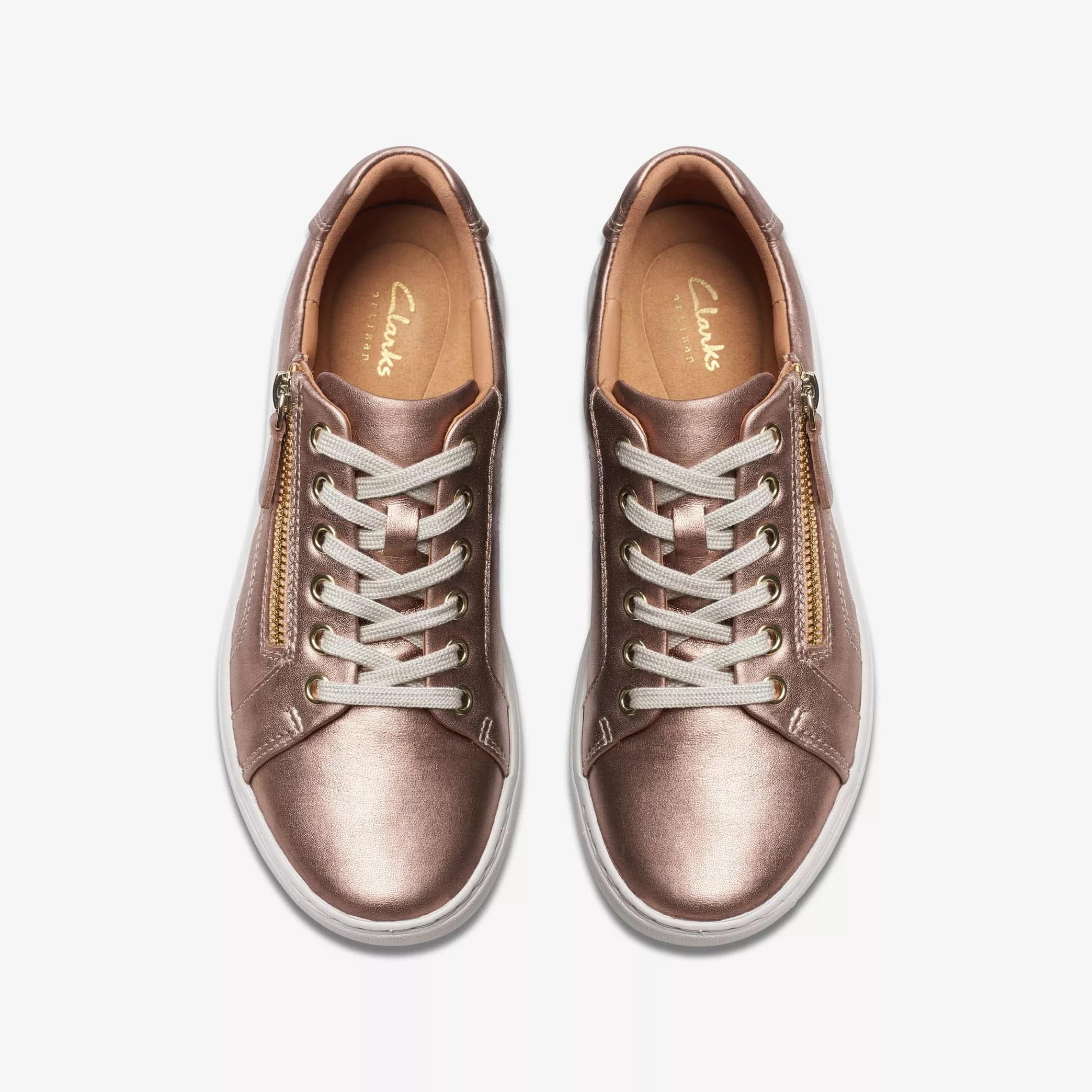 Clarks Women's Nalle Lace Sneakers-Rose Gold Leather - Image 3