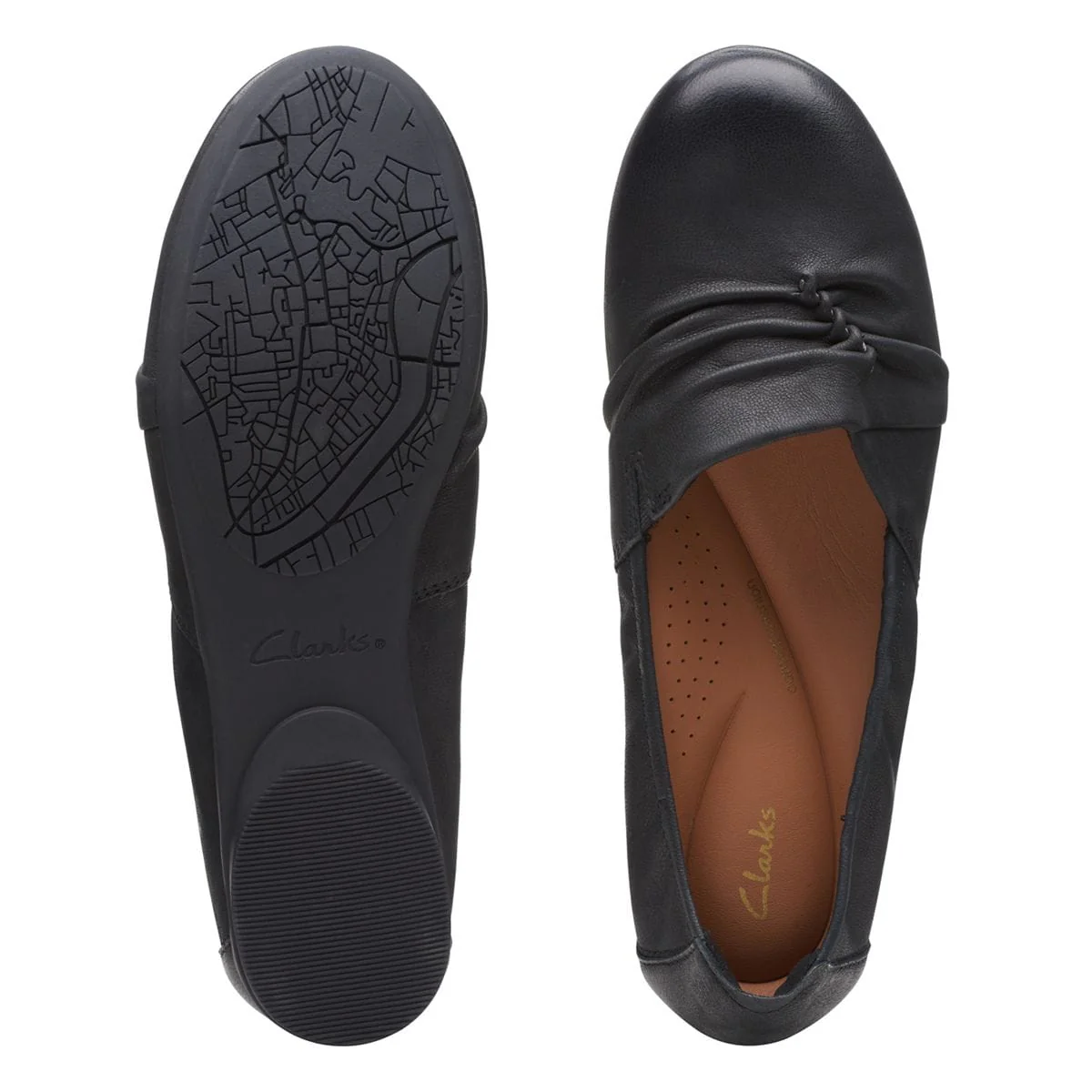 Clarks Women's Rena Way Flats- Black Leather - Image 3