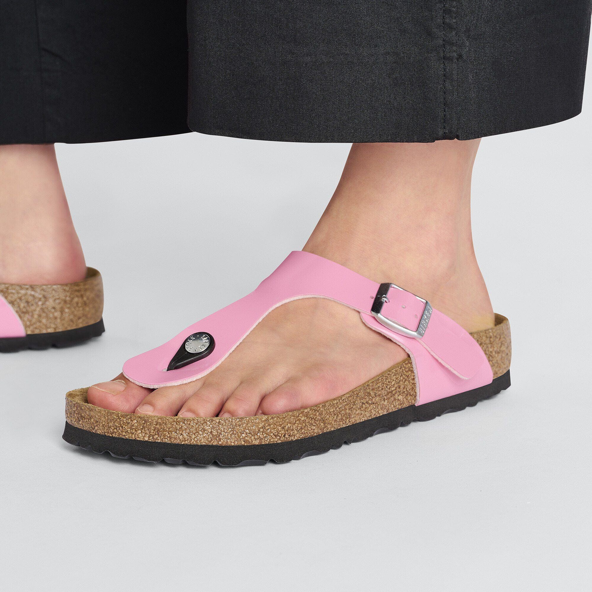 Birkenstock Gizeh Sandals- Patent Candy Pink/ Black - Image 7