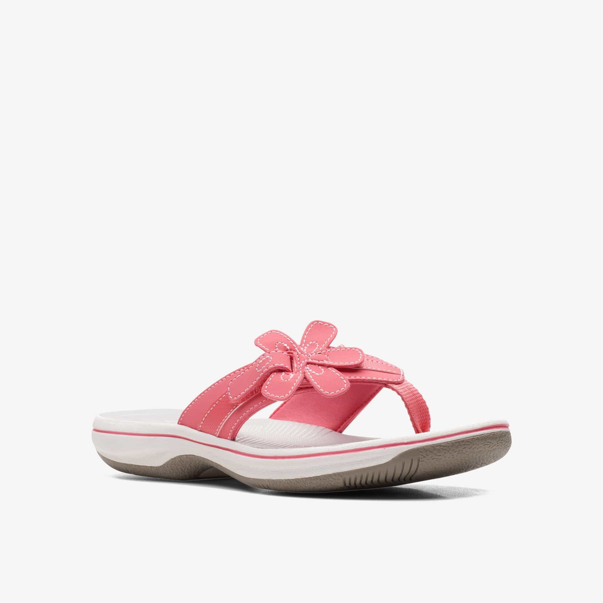 Clarks Women's Brinkley Flora Flips- Bright Coral - Image 4