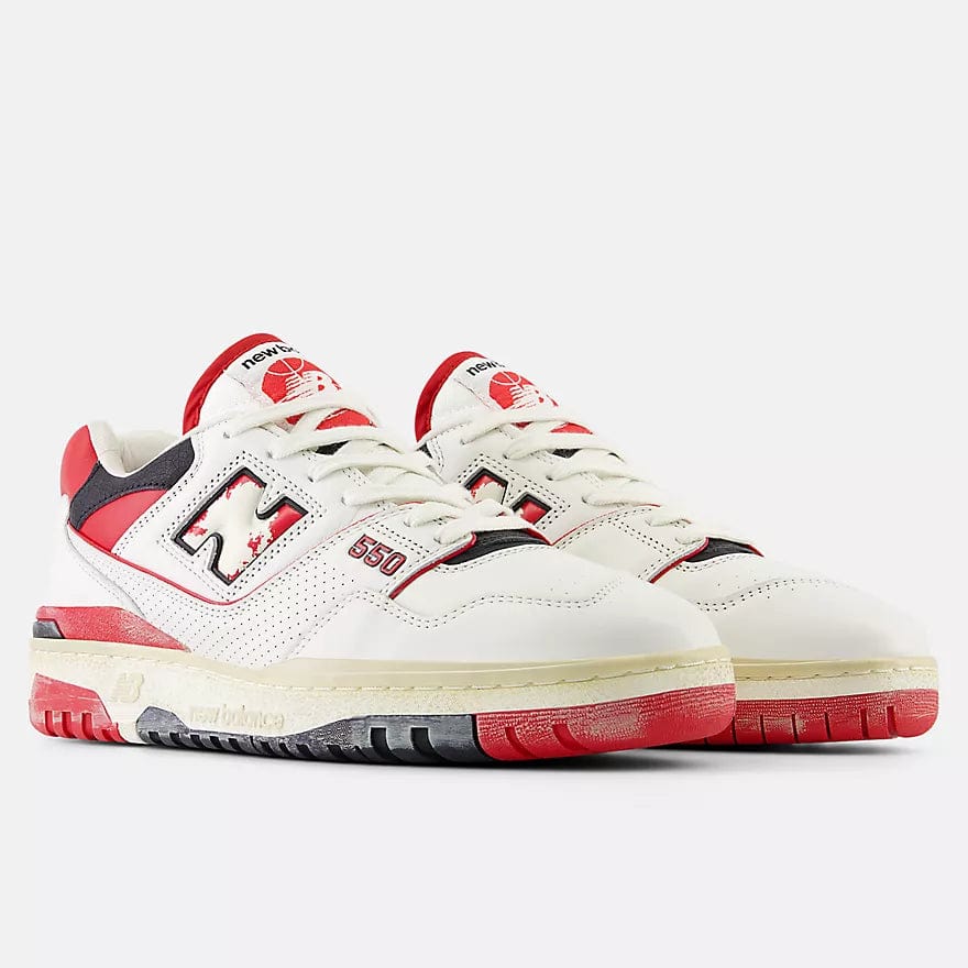 New Balance Unisex 550 Sneakers- White/Team Red - Image 3