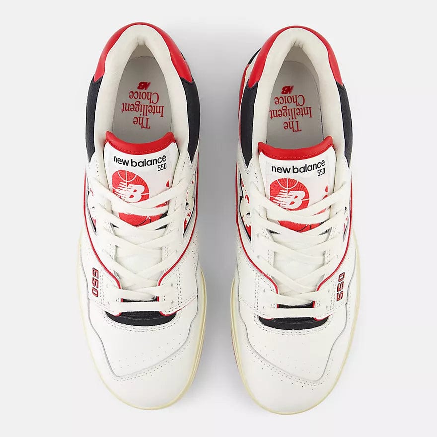 New Balance Unisex 550 Sneakers- White/Team Red - Image 4