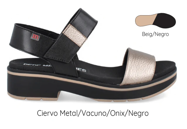 Pepe Menargues Women's Sandalia New York Sandal- Black/Gold