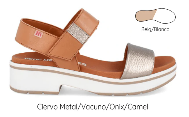 Pepe Menargues Women's Sandalia New York Sandal- Camel/Silver