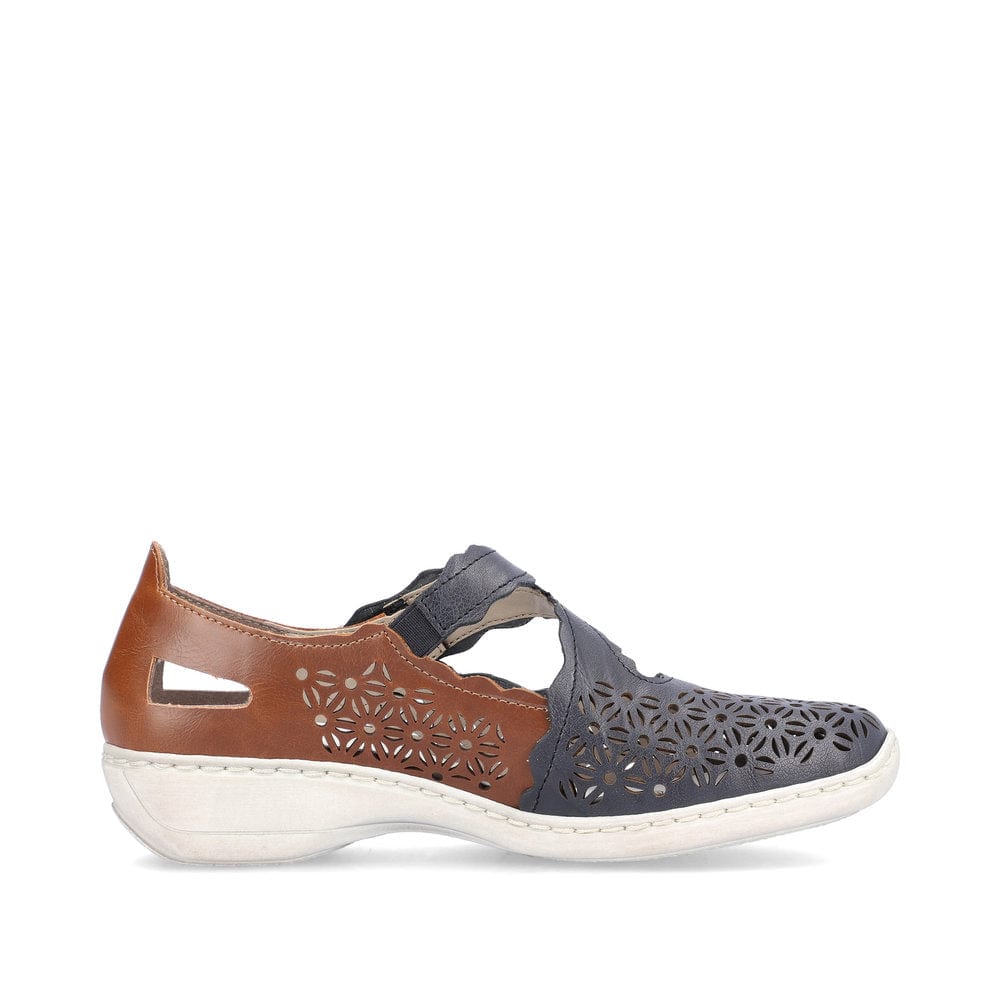 Rieker Women's 413G4-14 Perforated Mary Janes- Blue - Image 4
