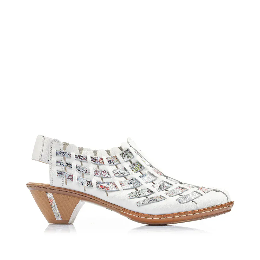 Rieker Women's 46778-80 Woven Heels- White Combi