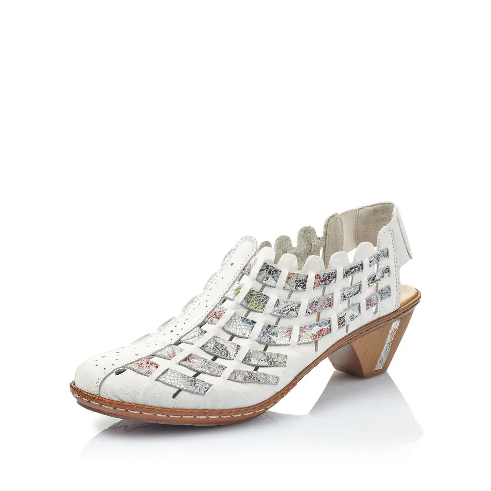 Rieker Women's 46778-80 Woven Heels- White Combi - Image 2