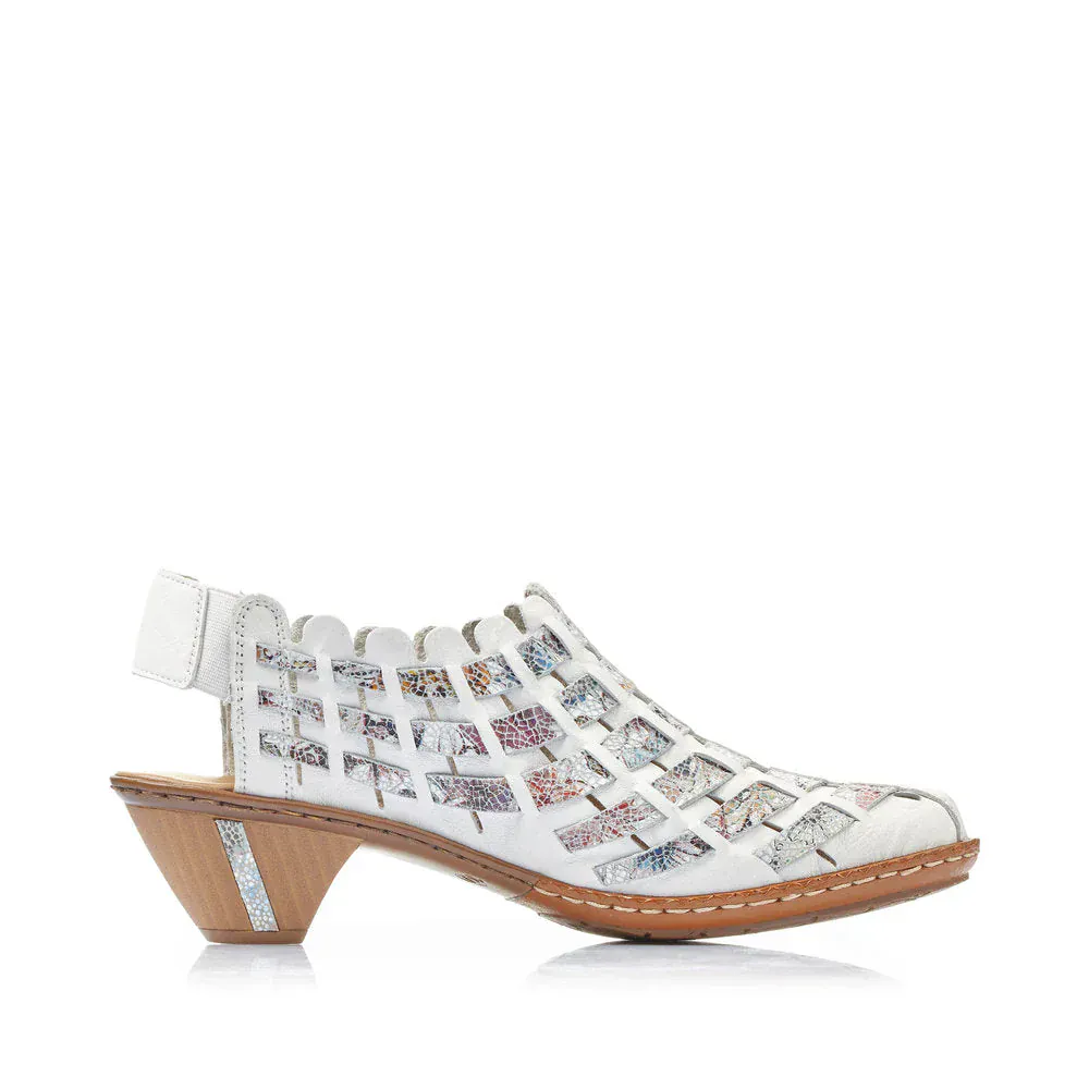 Rieker Women's 46778-80 Woven Heels- White Combi - Image 3
