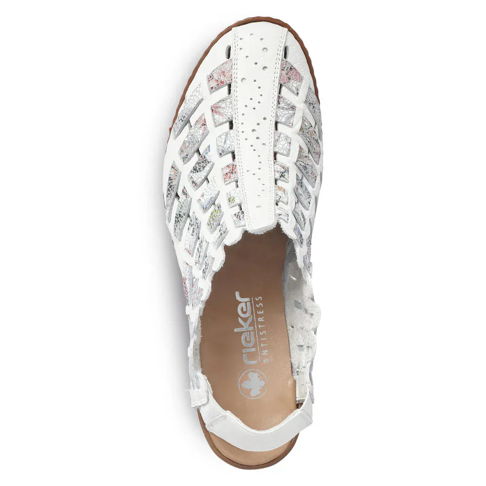 Rieker Women's 46778-80 Woven Heels- White Combi - Image 4