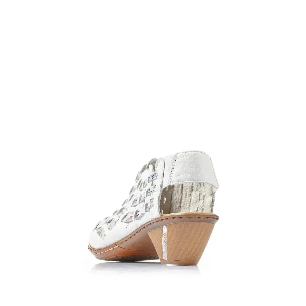 Rieker Women's 46778-80 Woven Heels- White Combi - Image 5