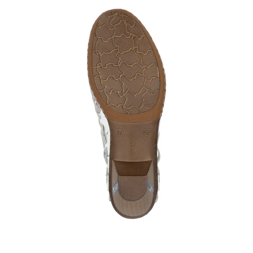 Rieker Women's 46778-80 Woven Heels- White Combi - Image 6