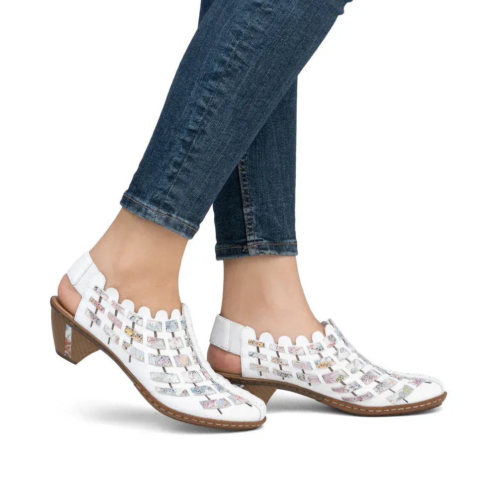 Rieker Women's 46778-80 Woven Heels- White Combi - Image 7