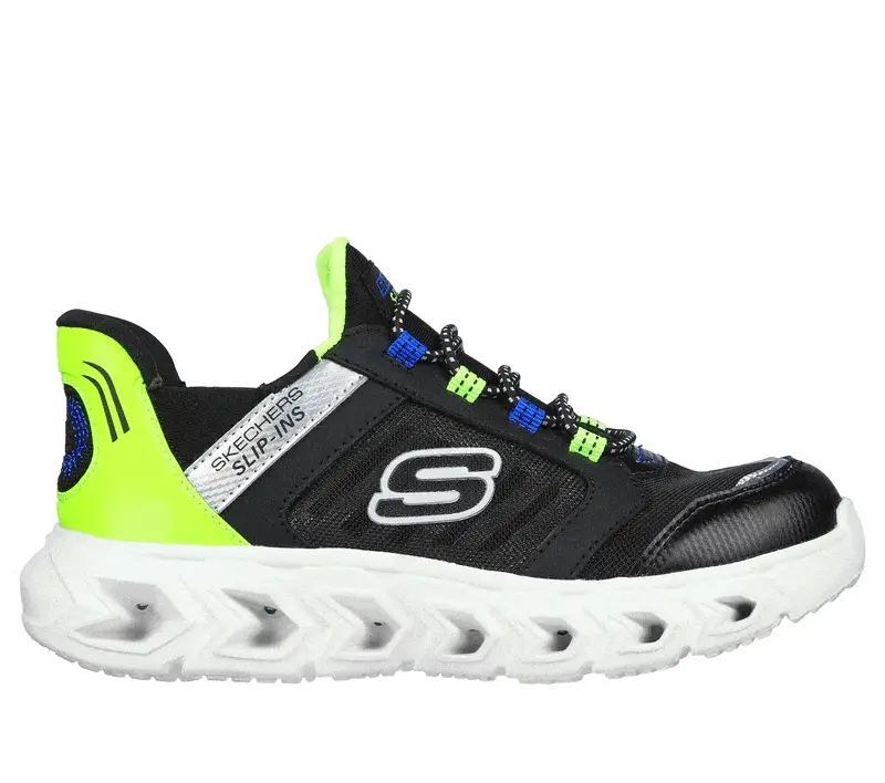 Skechers Kid's Hypno-Flash 2.0 Delux Sneakers- Black/ Lime
