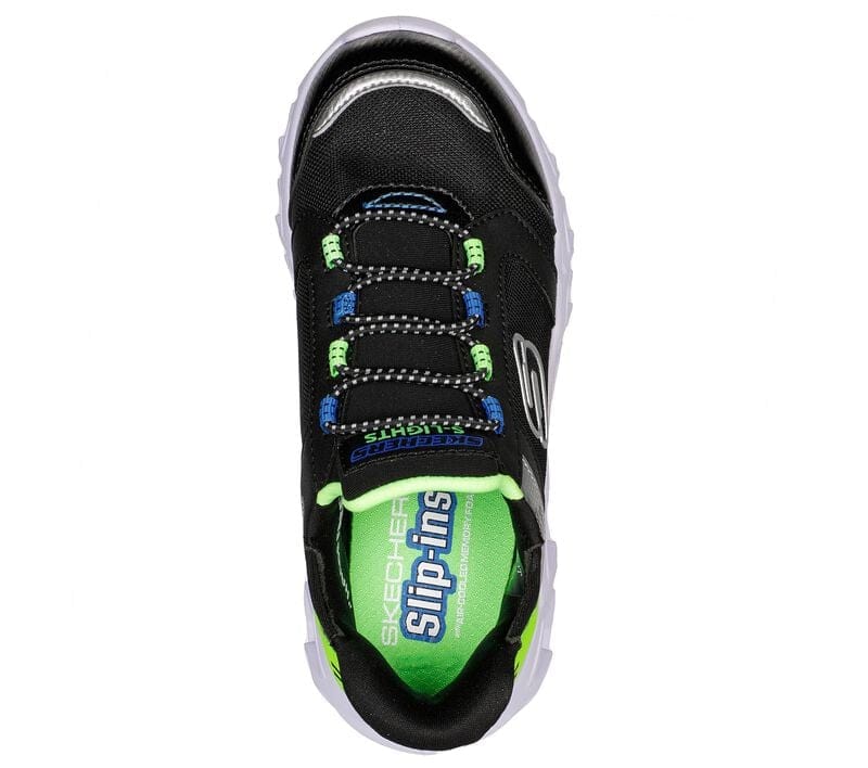 Skechers Kid's Hypno-Flash 2.0 Delux Sneakers- Black/ Lime - Image 2