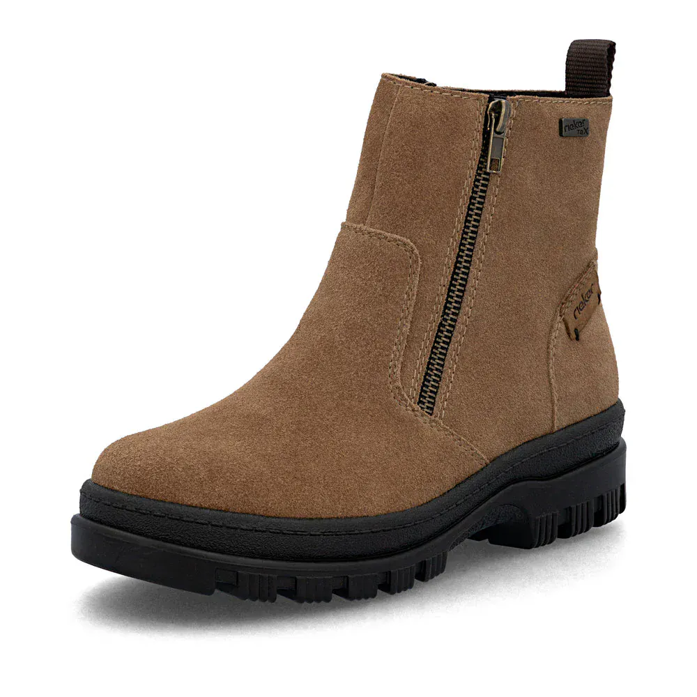 Rieker Women's X8251-24 Waterproof Double Zip Ice Grip Boots- Brown - Image 3