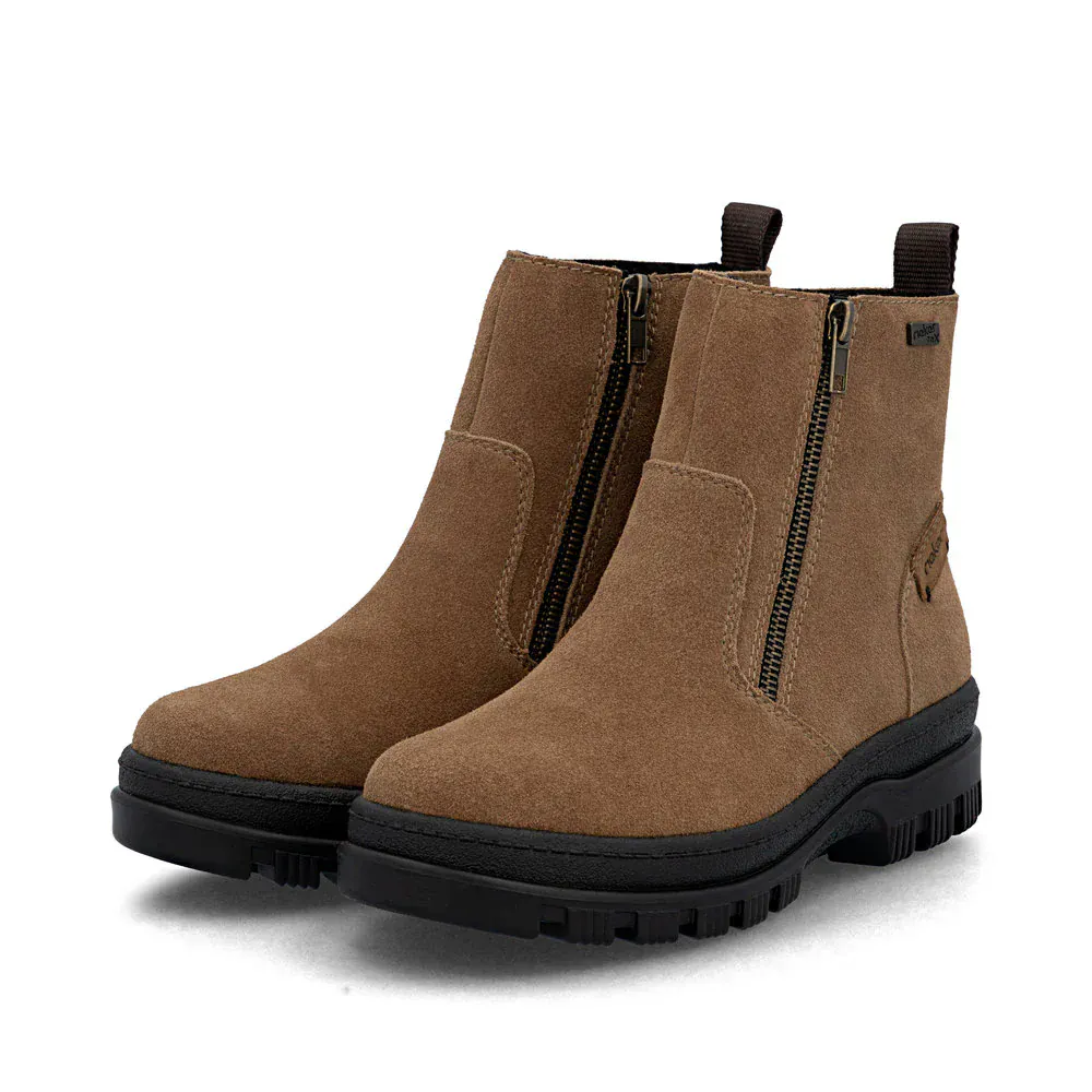 Rieker Women's X8251-24 Waterproof Double Zip Ice Grip Boots- Brown - Image 4