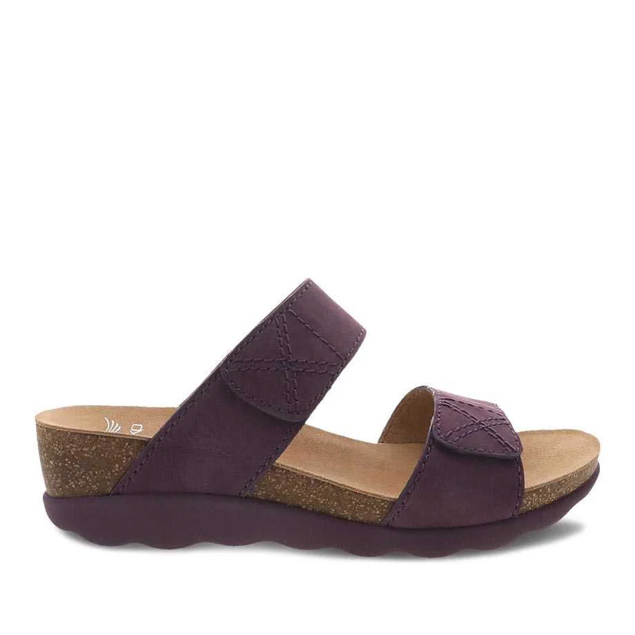 Dansko Women's Maddy Wedge Sandals- Purple Milled Nubuck