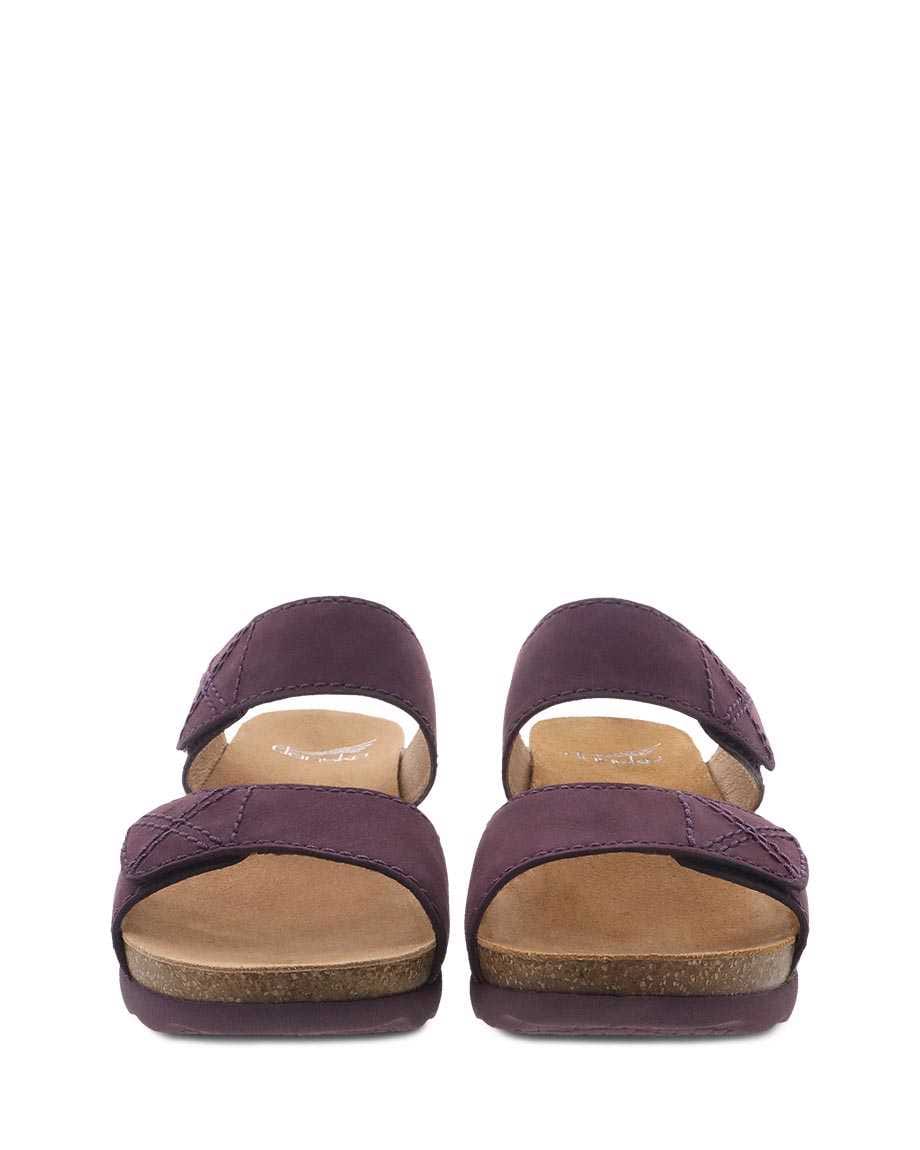Dansko Women's Maddy Wedge Sandals- Purple Milled Nubuck - Image 4