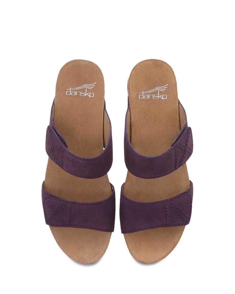 Dansko Women's Maddy Wedge Sandals- Purple Milled Nubuck - Image 6