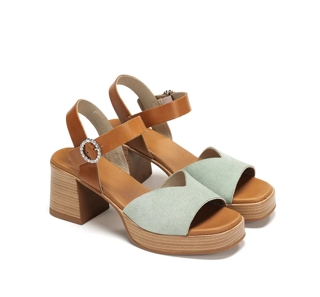 Dorking Women's Cati Diamond Platform Heels- Frog/ Cuero - Image 4