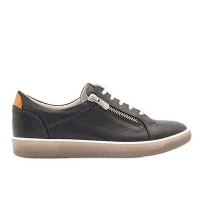 Dorking Women's Karen Lace & Zip Sneakers- Negro/ Camel