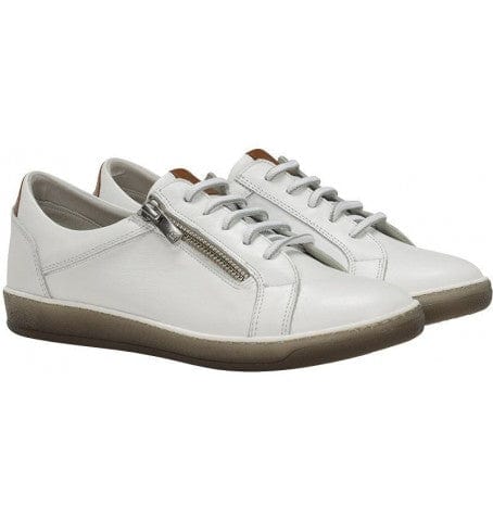 Dorking Women's Karen Lace & Zip Sneakers- Blanco/ Camel - Image 5