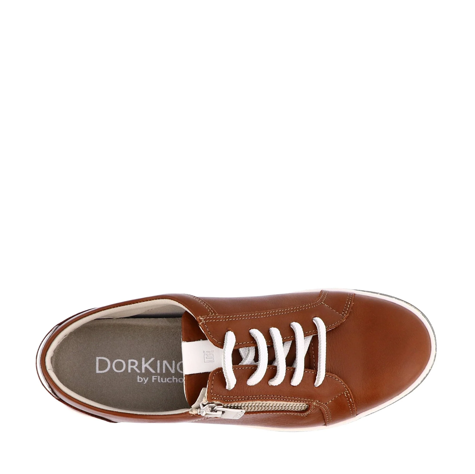 Dorking Women's Karen Lace & Zip Sneakers- Cuero/ Blanco - Image 4