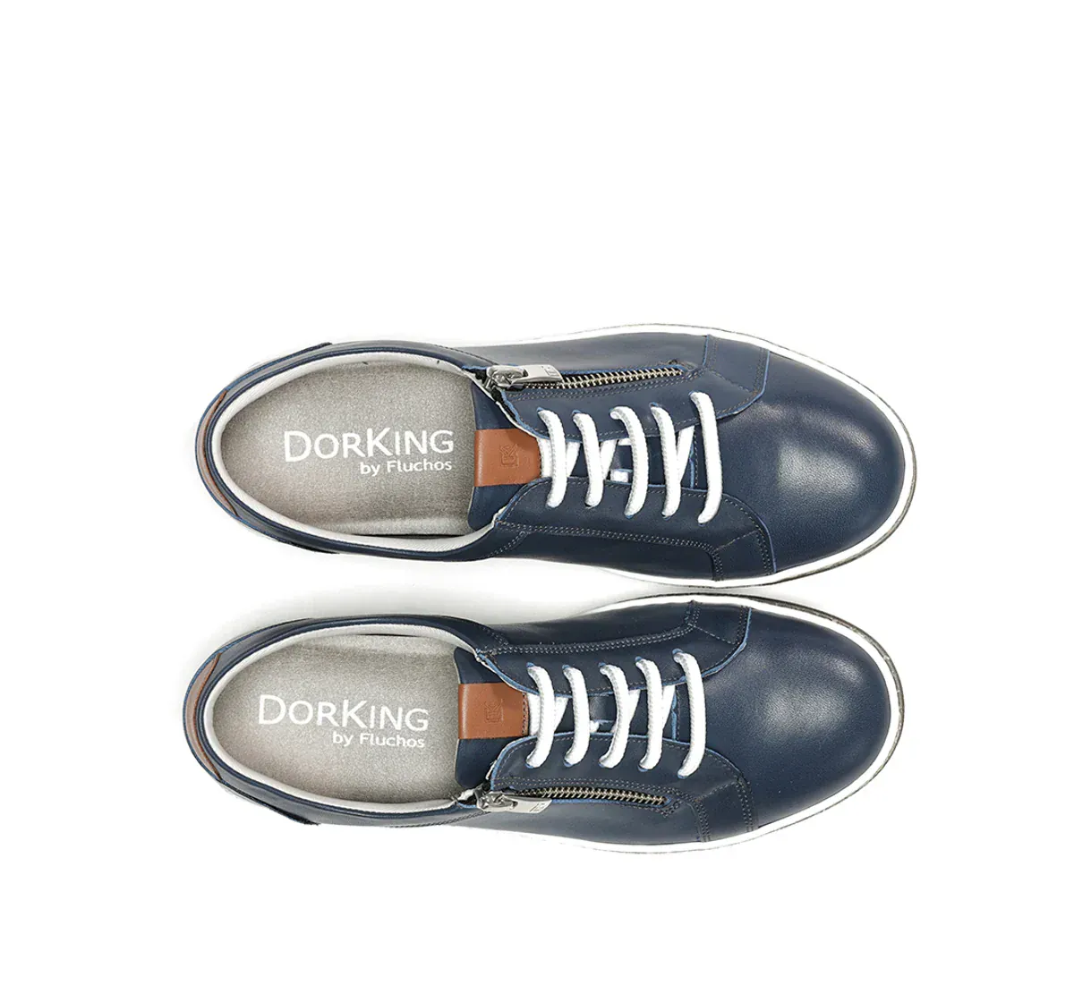 Dorking Women's Karen Lace & Zip Sneakers-Oceano/ Cognac - Image 4