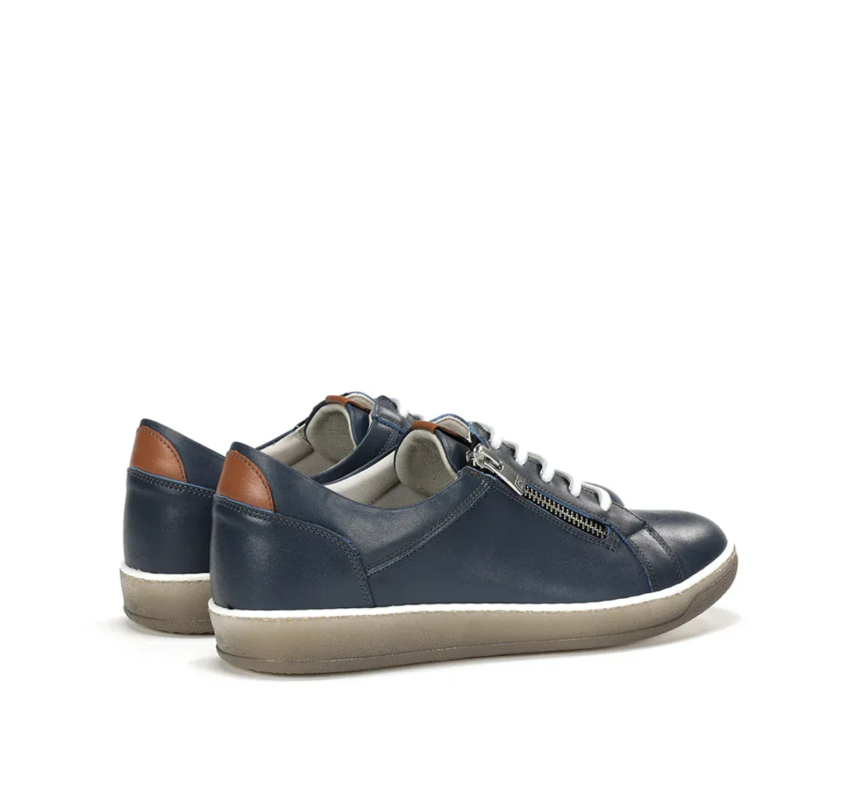 Dorking Women's Karen Lace & Zip Sneakers-Oceano/ Cognac - Image 5