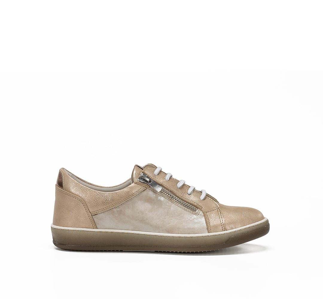 Dorking Women's Karen Lace & Zip Sneakers- Platino/ Piedra/ Cava