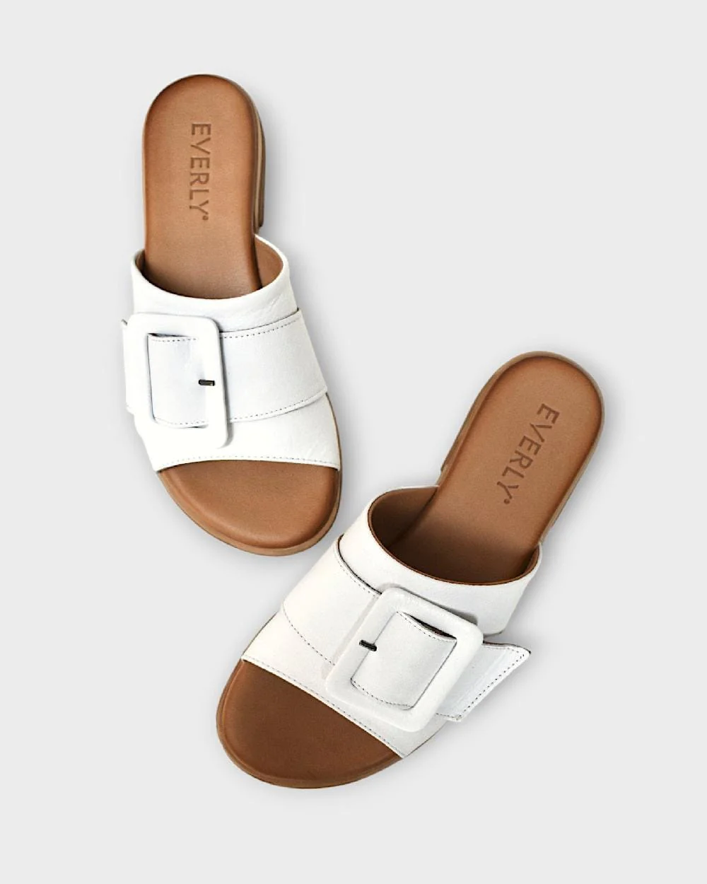 Everly Women's Lauren 03 Buckle Sandals- White - Image 2
