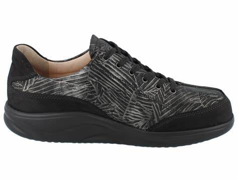 Finn Comfort Women's Otaru Shoes- Nubuk Crumble/ Schwarz Silver