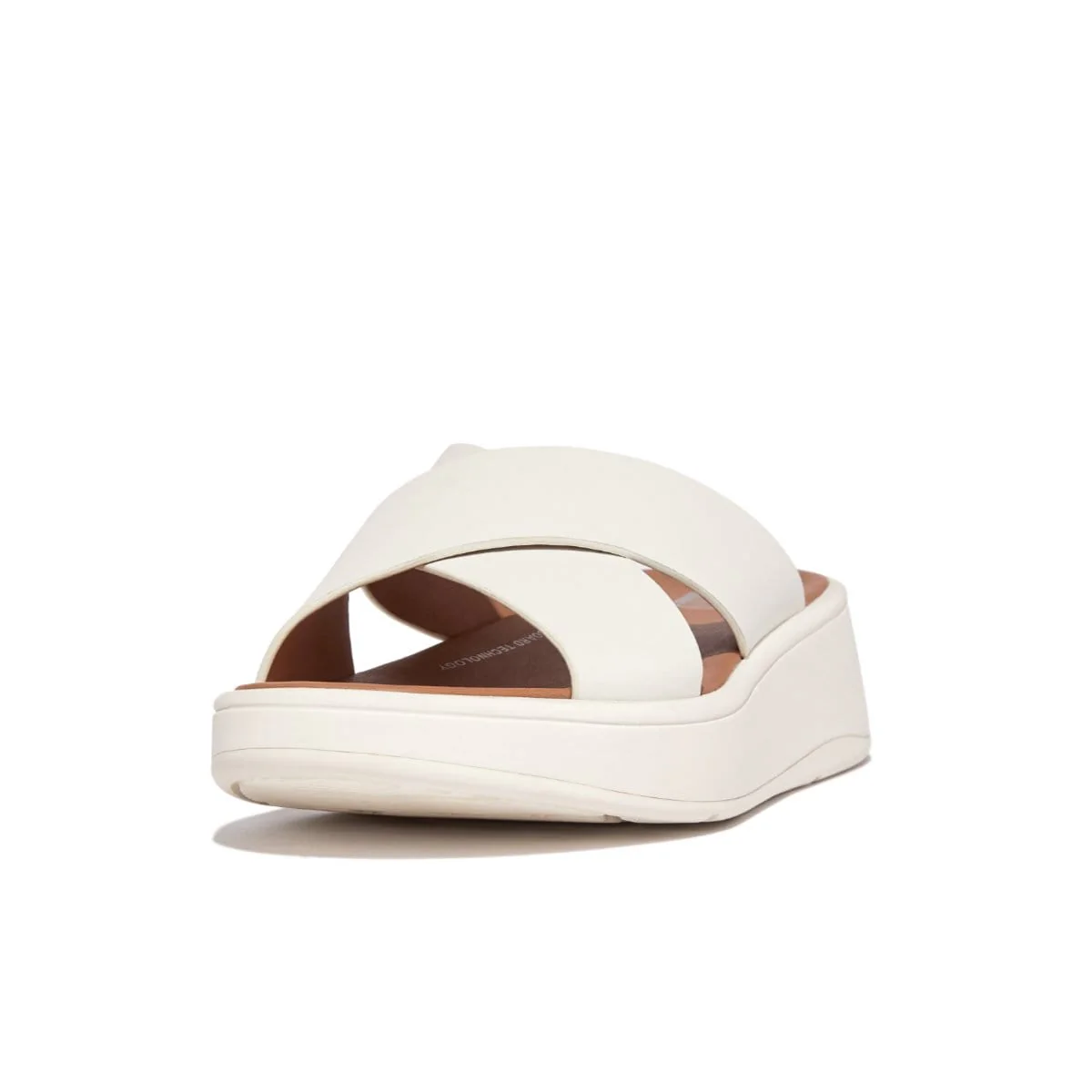 FitFlop Women's F-Mode Leather Flatform Cross Slides- Cream - Image 2