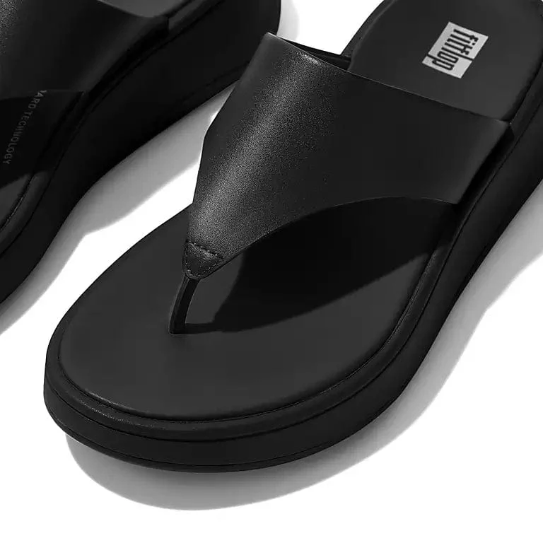 FitFlop Women's F-Mode Leather Luxe Flatform Flip Flops- All Black - Image 2