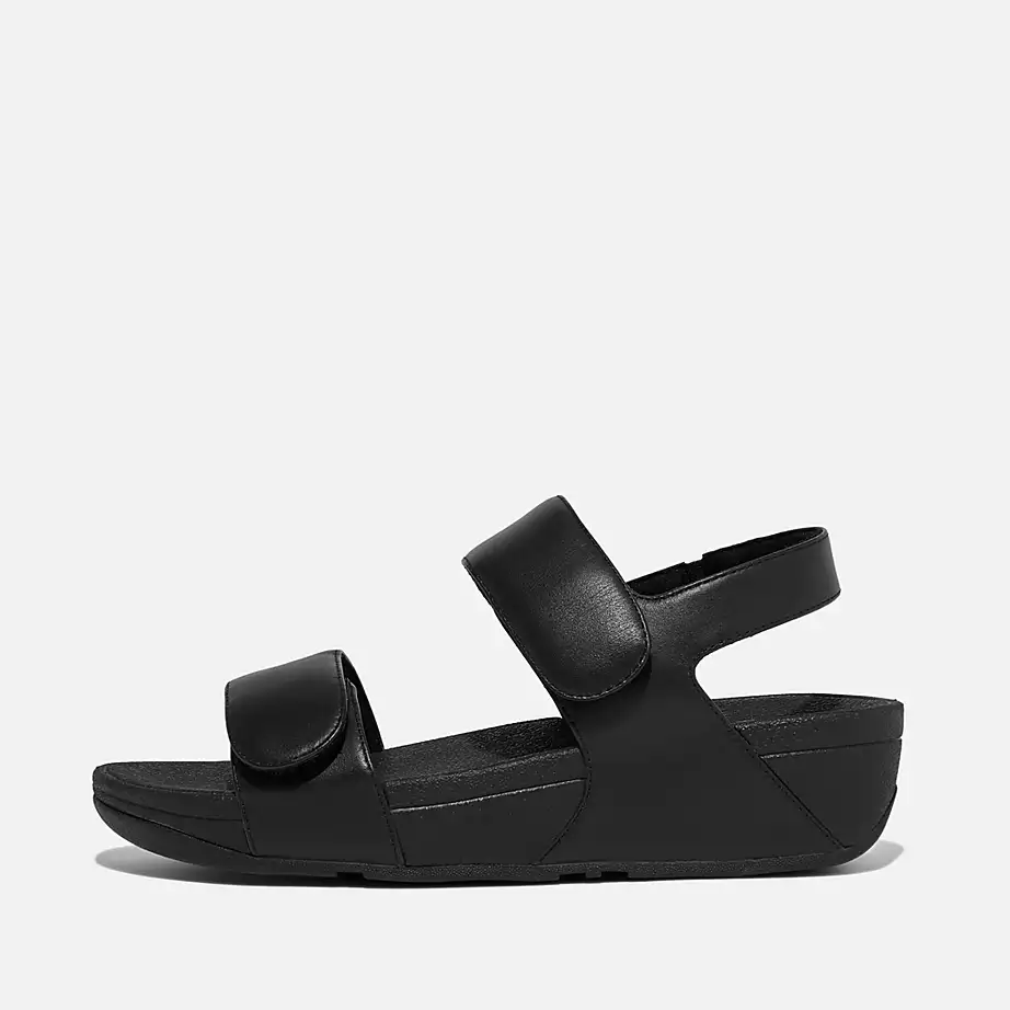 FitFlop Women's Lulu Adjustable Leather Back-Strap Sandals- All Black
