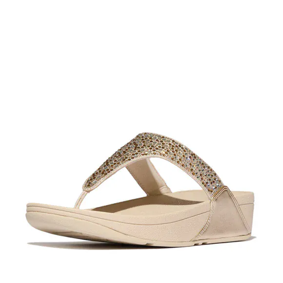 FitFlop Women's Lulu Crystal Mix Metallic Flip Flops- Platino - Image 2