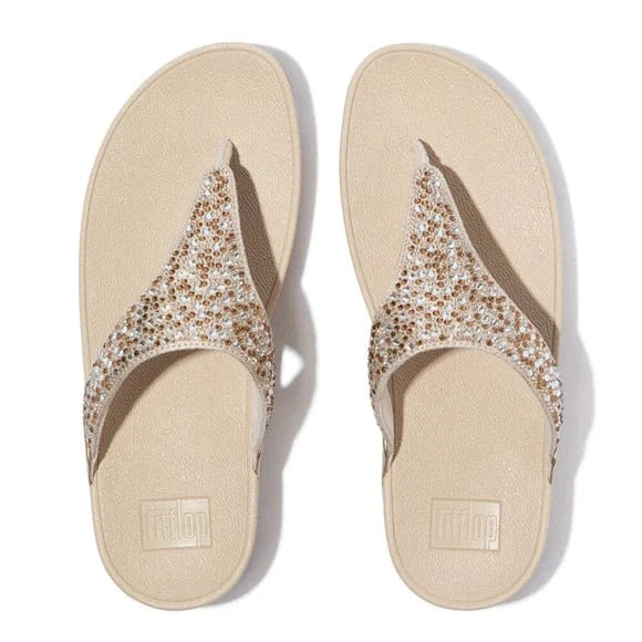 FitFlop Women's Lulu Crystal Mix Metallic Flip Flops- Platino - Image 4
