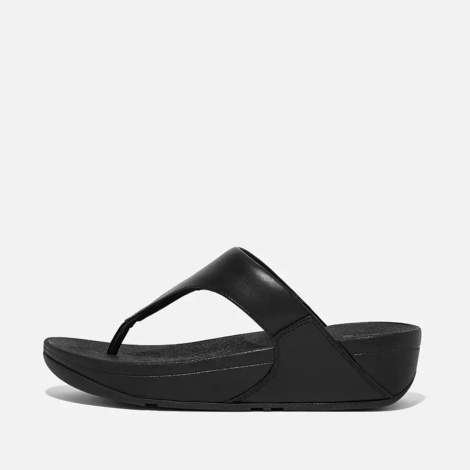 FitFlop Women's Lulu Leather Flip Flops- Black