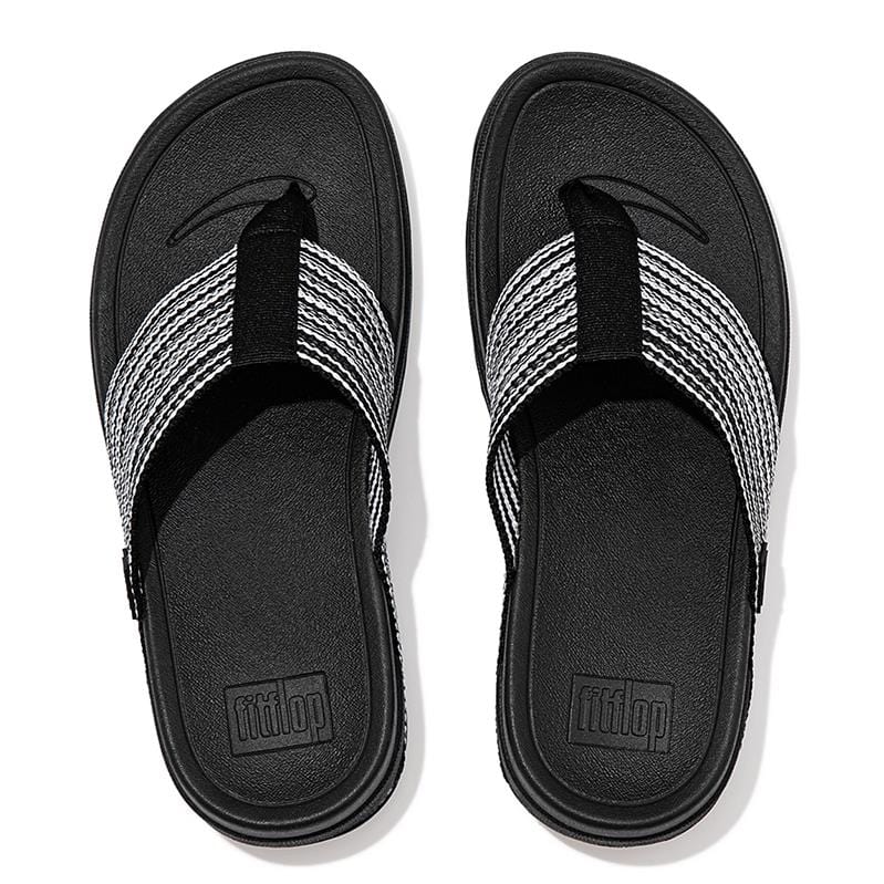 FitFlop Women's Surfa Geo-Webbing Toe Post Sandals- Black - Image 2