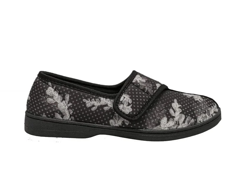 Foamtreads Women's Jewel 2 Slippers - Black/ White Floral